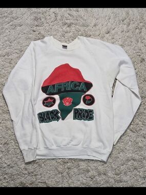 VTG 80s Africa Black Pride Raglan Crewneck L